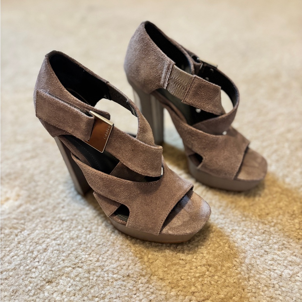 Calvin Klein Taupe Platform Heels